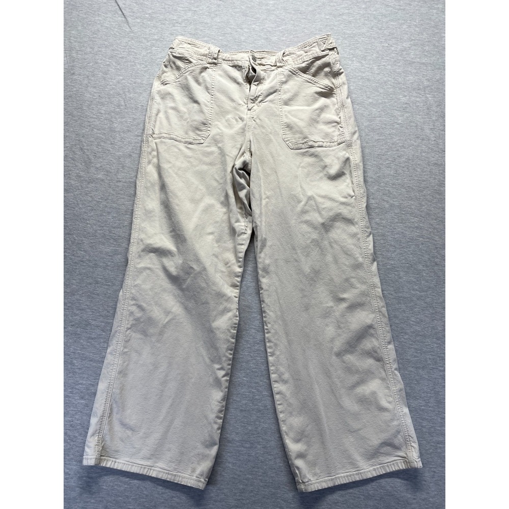 American Eagle Outfitters Stovepipe Pants Women 16 Beige Cotton Stretch Wide Leg